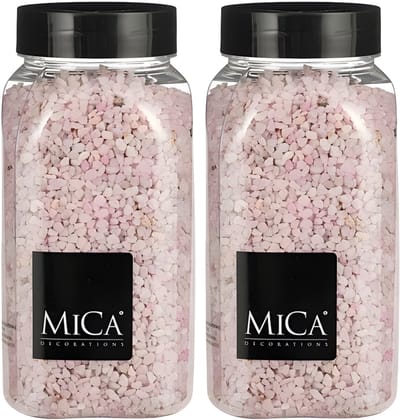 Mica Decorations decoratie stenen/granulaat - 2x - 650ml - roze - hobby steentjes