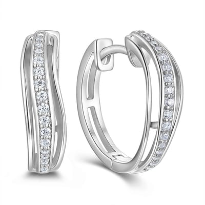 9NB-1661 – New Bling – Zilveren oorbellen middelste stenen – Met zirkonia – Zilverkleurig – 925 zilver