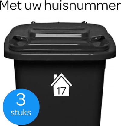 Kliko sticker - klikostickers - kliko sticker voordeelset - 3 stuks - wit - 9,5 x 10 cm - container sticker huisnummer - vuilnisbakstickers - container sticker