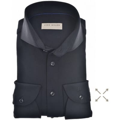 John Miller Overhemd Slim Hyperstretch Uni Zwart / male