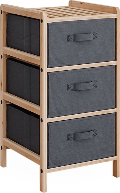 Vicco Bruno Badkamermeubel – 34.5 x 67 cm met 3 stoffen lades Grijs