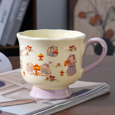 Tasse en Céramique Mignonne de Dessin Animé Tasse Animalière de Haute Valeur Étudiant Enfants Tasse à Boire de l'Eau Tasse Souvenir Cadeau Tasse à Café 380ml