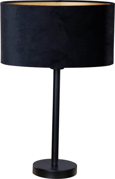 QAZQA simplo shade - Moderne Tafellamp met kap - 1 lichts - H 57.5 cm - Zwart Goud - Woonkamer | Slaapkamer | Keuken