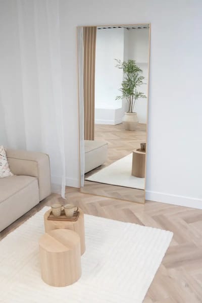 Nordic Style® Rechthoekige spiegel 210x90cm - Zacht Goud - Scandinavische Spiegels - Vierkant - Pas spiegel - Staande spiegel - Kleedkamer spiegel - Pas