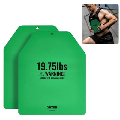 VEVOR Gewichtsschijven voor Gewichtvesten 17,8 kg Set (2 x 8,9 kg), Platte Gewichtsschijven voor Gewichtvesten voor WODs & Functionele Training, Ergonomisch Extra Gewicht voor Krachttraining, Hardlopen & Fitness, Groen