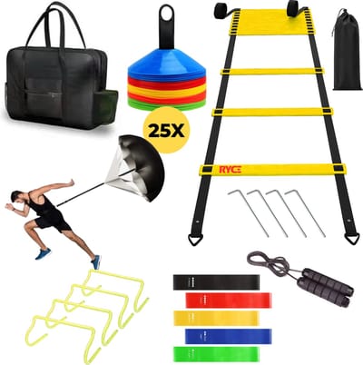 Ryce® XXL Sport Set - Voetbal Trainingsmateriaal - Ladder - hoedjes - Horden - Weerstandsbanden - Springtouw - Pionnen - Spullen