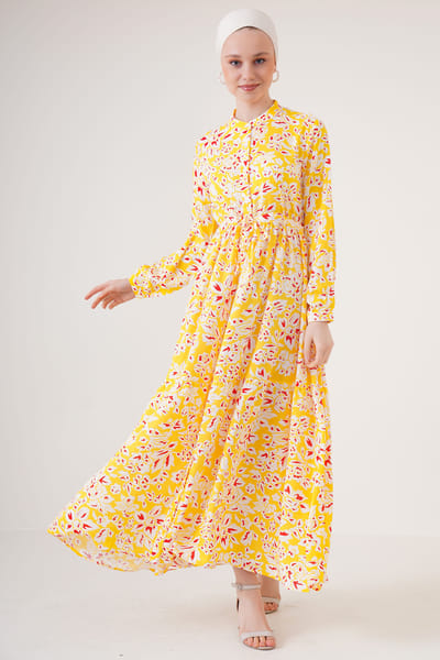 Maxi-Jurk met Patroon en Knoopsluiting