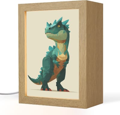 Nachtlampje 15x20 cm - Kinder lampje - Stekels - Dino - Blauw - Gespierd - Tafellamp kinderkamer - Slaapkamer lamp - Bedlamp kinderen - Kinderlampje stopcontact - Wandlamp babykamer - Nachtlampjes