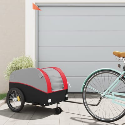 vidaXL - Fietstrailer - 45 - kg - ijzer - zwart - en - rood