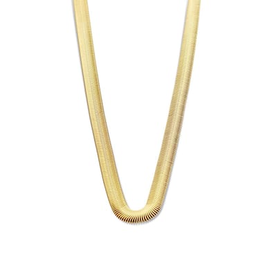 MIASHOPIA 4-MS22013 Stalen Ketting Slang Plat - 45cm - 8mm Breed - Staal - Goudkleurig