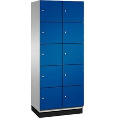 C+P Cambio lockerkast, 2 vakken, 10 vakken, met plint, B 800 x D 525 x H 1980 mm, blank aluminium/ gentiaanblauw
