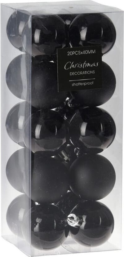 Kleine kerstballen - 20x st - zwart - 4 cm - kerstversiering - kerstboomversiering