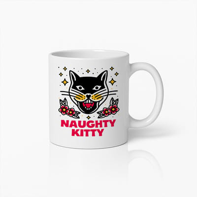 Naughty Kitty Mok 330ml – Grappige Kattenliefhebber Koffiebeker | Speels Cadeau voor Katteneigenaren & Dierenliefhebbers