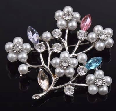 N3 Collecties Modellen van luxe broches in de vorm van een boom met parels en water diamanten Unisex