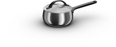 BergHOFF Home Steelpan 16 cm - Rvs Steelpan met Deksel - PFAS-Vrije-Kasserol - Geschikt voor Inductie en Alle Warmtebronnen - Oven- en Vaatwasserbestendige Pan - 1,9 L - Smokey Black