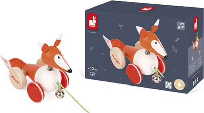 Janod Zigolos - Trekfiguur Vos - Houten Speelfiguur - Koordlengte: 50 cm - Geschikt Vanaf 1 Jaar