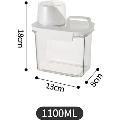 Réservoir de stockage de cuisine Silicone World 1100/1800/2300 ml, distributeur de détergent à lessive, réservoir d'étanchéité en plastique avec verre doseur white