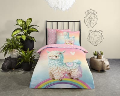 Good Morning dekbedovertrek lama - 1 persoons 140x200/220 cm - Multi - 100% Katoen renforc�