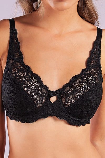 Purple-Daisy Germa Dames Lingerie Niet-voorgevormde Minimizer met beugel BH (120-016-1) - Maat 80B - ZWART