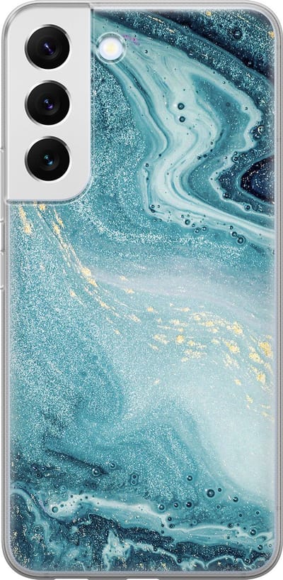 Leuke Telefoonhoesjes - Hoesje geschikt voor Samsung Galaxy S22 - Marmer blauw - Soft case - TPU - Marmer - Blauw