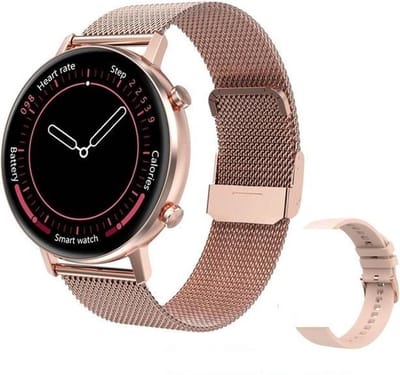 DrPhone DTX-2 - Hybrid Smartwatch 42mm voor Mannen en Vrouwen Aluminium + Retina Horloge - 360x360 Kleurenscherm - RoséGoud