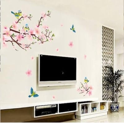 TH Commerce Muursticker - Leuke Pimpelmeesjes - Vogel - Vogeltjes - Bloemen - Kinderkamer - Wanddecoratie - Huiskamer - Keuken - Slaapkamer -nr 1427