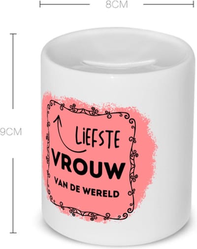 Akyol - liefste vrouw van de wereld Spaarpot - Vriend/vriendin - de liefste vrouw - valentijnsdag - verjaardag - cadeautje voor vriendin - kado - geschenk - 350 ML inhoud