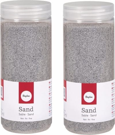 Rayher hobby Fijn decoratie zand korrels - 2x - zilver - 475 ml - zandkorrels - knutselmateriaal - 0.1 tot 0.5 mm