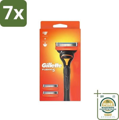 7 x Gillette - Fusion 5 - Scheermesje - Ergonomisch ontwerp - 2 Extra Navulmesjes - Grootverpakking - Scheerapparaat - Scheren - Scherpe Mesjes - Navulmesjes - Glad Scheren