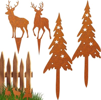 Decoratieve Tuinharingen - Buiten Decoratie - Tuin Verfraaien - Weerbestendig Metaal - 30 x 22 cm - Bruin