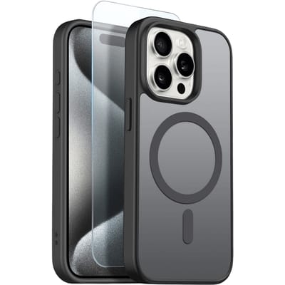 Northjo 2-in-1 iPhone 15 Pro Hoesje – Shockproof, MagSafe + Screenprotector Zwart