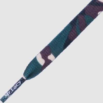 10 mm x 130 cm Mr Lacy Printies Plat Camouflage Groen schoenveters