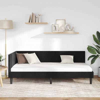 vidaXL - Hoek - Bed - Frame - Zwart - 100 - x - 200 - cm - Fluweel