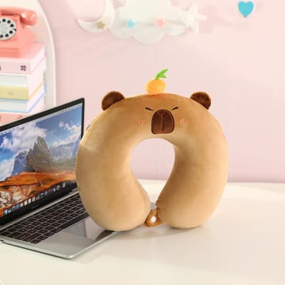 Schattig Capybara U-vormig Nekkussen Geschikt Voor Reizen; Biedt Dubbele Ondersteuning Voor Hoofd Nek Kin In Elke Slaaphouding