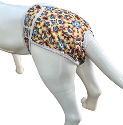 Dogs&Co® Honden Loopsheidbroekje Maat S - Katoen & Mesh - Stretchy met Klittenband - RETRO print