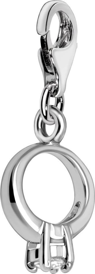 Quiges – Charm – Hanger - 3D Verlovingsring - Verzilverd - karabijnslot - geschikt - voor - Bedelarmband - QHC043