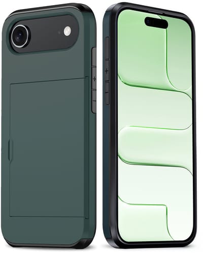 Hoes Geschikt voor iPhone Air Hoesje Hard Case Met Pas Houder - Hoesje Geschikt voor iPhone Air Hoes Shockproof Hard Cover Met Kaarthouder - Donkerblauw