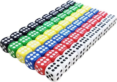 Set van 60 Zeszijdige Dobbelstenen van 14mm met Ronde Hoeken voor Vlot Spelen, Geschikt voor Bordspellen, Poker en Educatieve Activiteiten