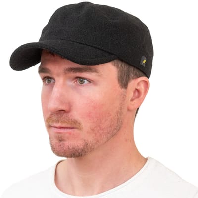 Cadet Cap Zwart – 100% Donegal Irish Tweed – Army Cap van Wol | maat Small \ Medium (55,5 - 58,5 CM) | Hatman of Ireland