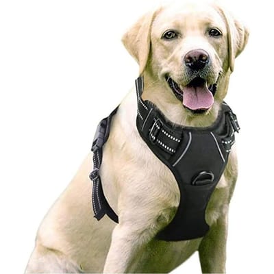 Harnais anti-traction pour chien avec clips de laisse réglable, rembourré doux, réfléchissant, Oxford, sans étranglement, poignée de contrôle facile pour grands chiens S rose