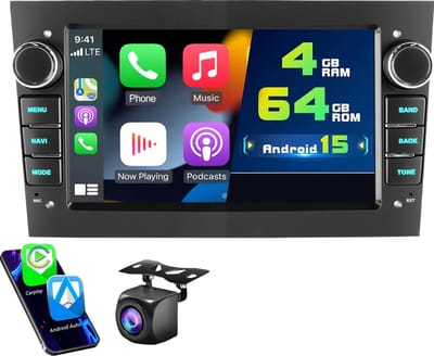 ESSGOO Autoradio Geschikt voor Opel - Android 15 - Apple Carplay & Android Auto (Draadloos) - 4+64GB - 7 Inch HD Touchscreen - GPS, Bluetooth, USB - Achteruitrijcamera