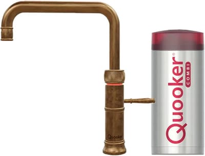 Quooker Classic Fusion Square Messing Patina met COMBI boiler 3-in-1 kokend water kraan