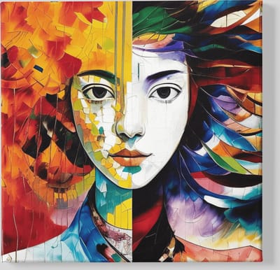 Canvas Schilderij Vrouw - Abstract - Portret - Kunst - 40x40x2 cm