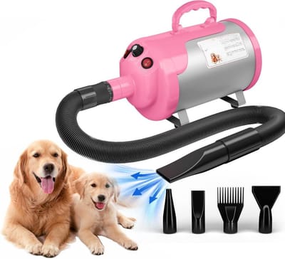 DD® Hondenfohn - Waterblazer Hond - Zeer Stil - met 4 Verschillende Spuitmonden - 43x30x20cm - Roze