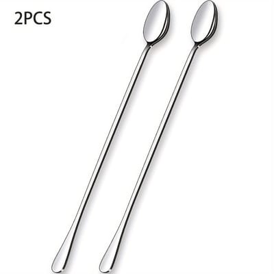 Koffielepel van 29cm, geschikt voor koffiebars, als roerlepel voor koffie, ijslepel of theelepel; lange roestvrijstalen lepel voor het bereiden van cocktails en ijsthee; accessoires voor koffiebars (set van 2 stuks)