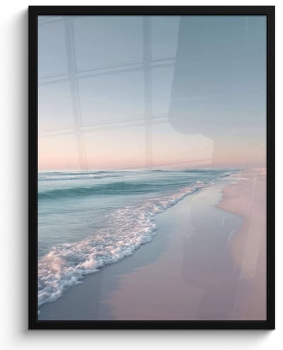 Poster in lijst - Fotolijst 60x80 cm - Posters - Kustlijn - Pastel - water - Posterlijst zwart - Decoratie - Wanddecoratie woonkamer - Muurdecoratie slaapkamer
