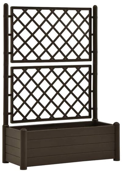 Plantenbak met klimrek - Bloembak - Weerbestendig - Met trellis - Buiten - Plantenrek - 90 L - Mokka