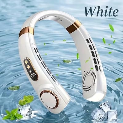 Draagbare Persoonlijke Mini Nekventilator - USB Oplaadbaar - 5 Snelheden - Digitaal Display - LED Kleurenlichten - 360° Koeling - Buitensporten