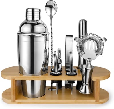 Cocktail Shaker Set - Bar Tools - Drankjes Maken - Compleet met Stand - 750 ml - Zilver