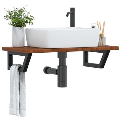 vidaXL - Badkamer - wandschap - staal - en - massief - eikenhout